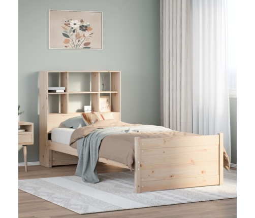 Cama con estantería sin colchón madera maciza de pino 90x200 cm