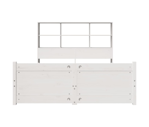 Cama con estantería sin colchón madera maciza blanca 140x200 cm
