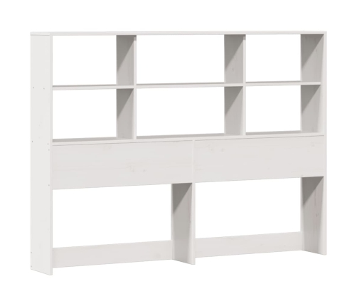 Cama con estantería sin colchón madera maciza blanca 140x200 cm
