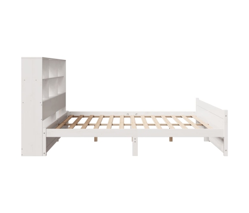 Cama con estantería sin colchón madera maciza blanca 180x200 cm