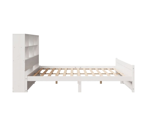 Cama con estantería sin colchón madera maciza blanca 200x200 cm