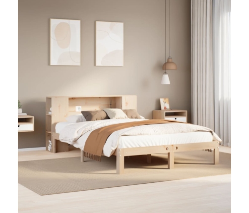 Cama con estantería sin colchón madera maciza de pino 120x190cm