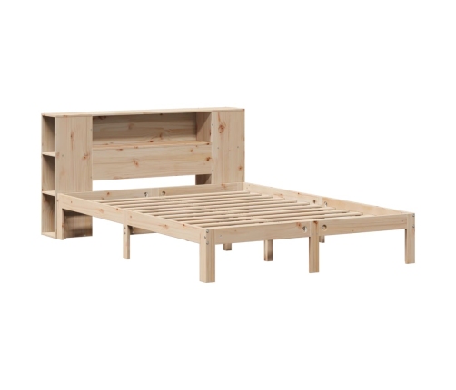 Cama con estantería sin colchón madera maciza de pino 135x190cm