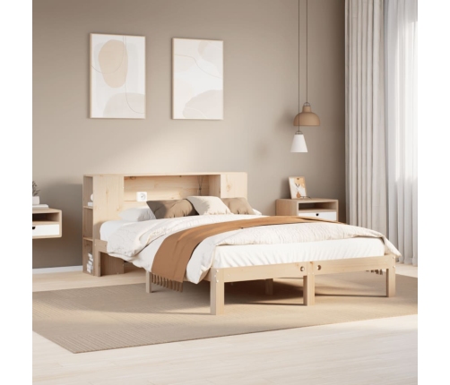 Cama con estantería sin colchón madera maciza de pino 135x190cm