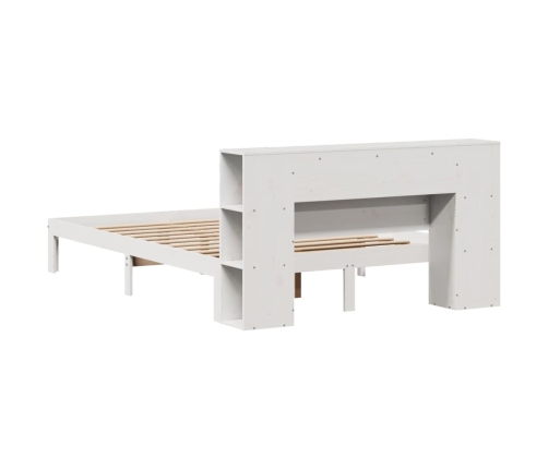 Cama con estantería sin colchón madera maciza blanca 120x200 cm