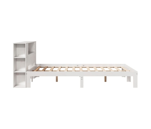 Cama con estantería sin colchón madera maciza blanca 150x200 cm