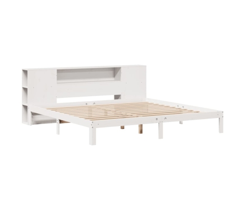 Cama con estantería sin colchón madera maciza blanca 180x200 cm