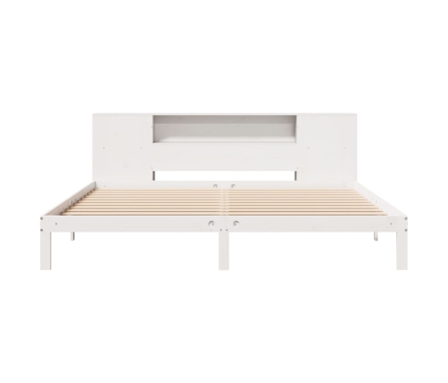 Cama con estantería sin colchón madera maciza blanca 180x200 cm