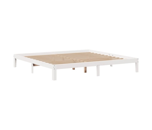 Cama con estantería sin colchón madera maciza blanca 180x200 cm