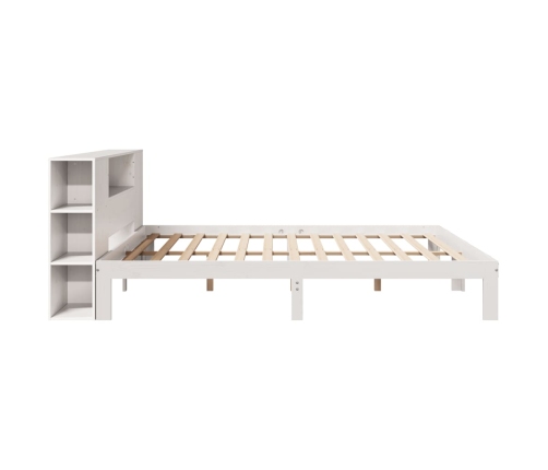 Cama con estantería sin colchón madera maciza blanca 180x200 cm