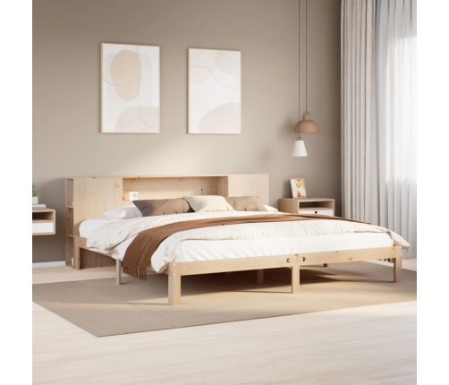 Cama con estantería sin colchón madera maciza de pino 200x200cm