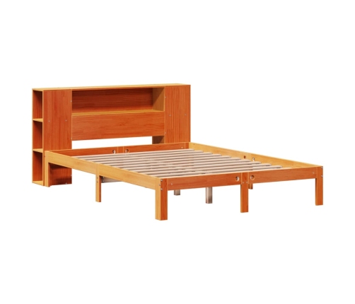 Cama con estantería sin colchón madera maciza marrón 120x190 cm