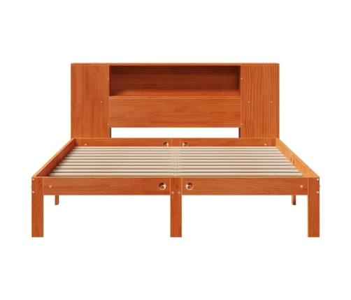 Cama con estantería sin colchón madera maciza marrón 120x190 cm