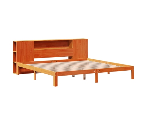 Cama con estantería sin colchón madera maciza marrón 180x200cm