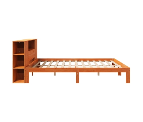 Cama con estantería sin colchón madera maciza marrón 180x200cm