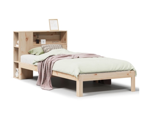 Cama con estantería sin colchón madera maciza de pino 90x190 cm