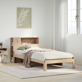 Cama con estantería sin colchón madera maciza de pino 90x190 cm
