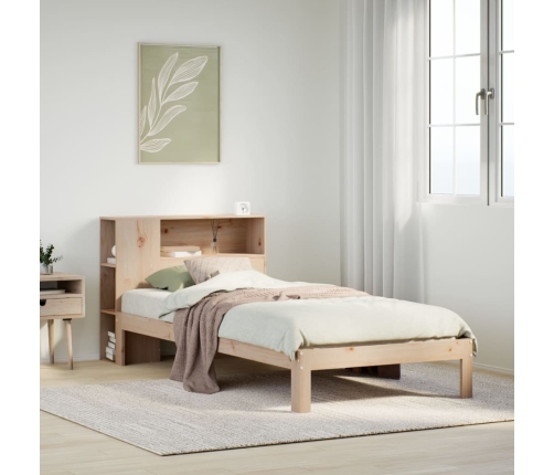 Cama con estantería sin colchón madera maciza de pino 90x190 cm