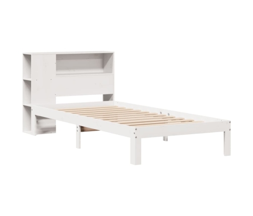 Cama con estantería sin colchón madera maciza blanca 100x200 cm