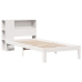 Cama con estantería sin colchón madera maciza blanca 100x200 cm