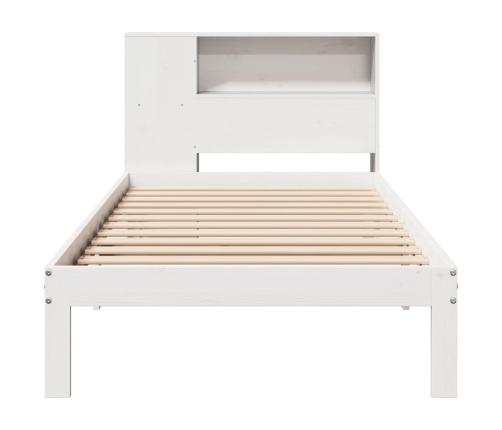 Cama con estantería sin colchón madera maciza blanca 100x200 cm