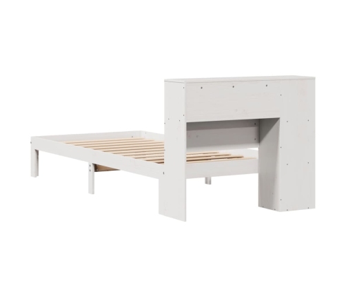 Cama con estantería sin colchón madera maciza blanca 100x200 cm