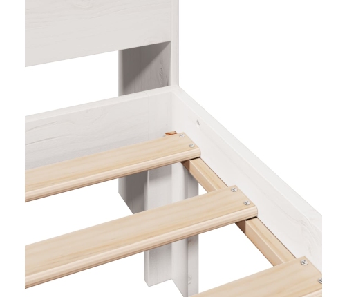 Cama con estantería sin colchón madera maciza blanca 100x200 cm