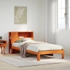 Cama con estantería sin colchón madera maciza marrón 90x190 cm