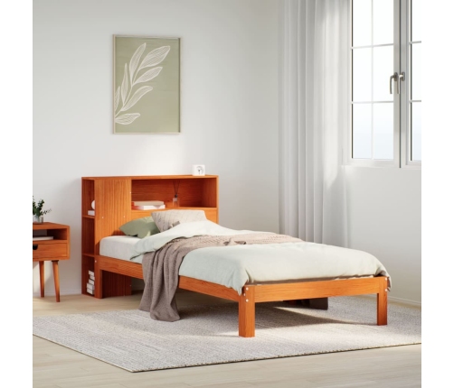 Cama con estantería sin colchón madera maciza marrón 100x200 cm