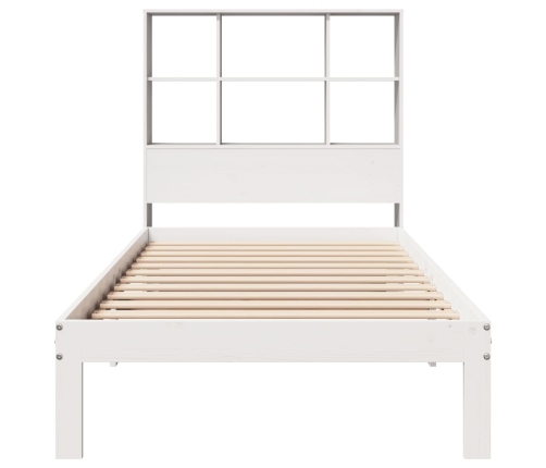 Cama con estantería sin colchón madera maciza blanca 75x190 cm