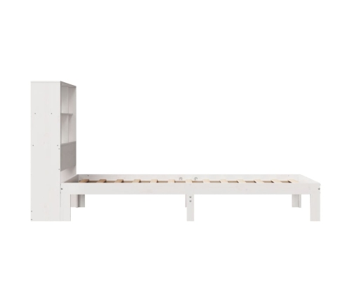 Cama con estantería sin colchón madera maciza blanca 75x190 cm