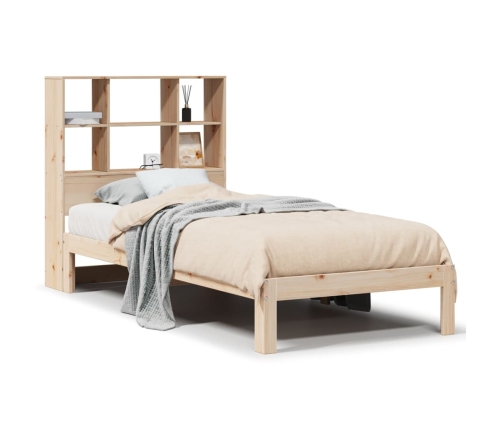 Cama con estantería sin colchón madera maciza de pino 90x190 cm