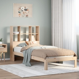Cama con estantería sin colchón madera maciza de pino 90x190 cm