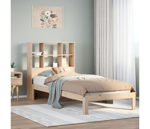 Cama con estantería sin colchón madera maciza de pino 90x190 cm