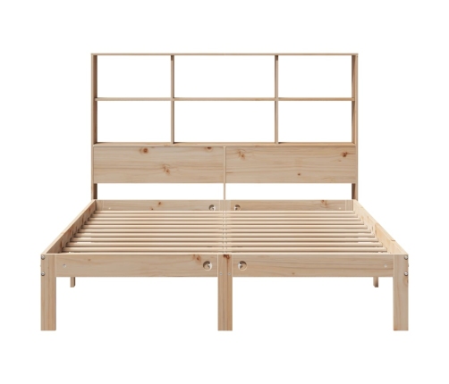 Cama con estantería sin colchón madera maciza de pino 120x190cm