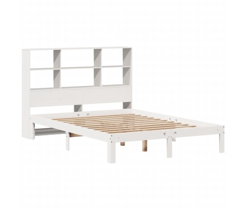 Cama con estantería sin colchón madera maciza blanca 120x190 cm