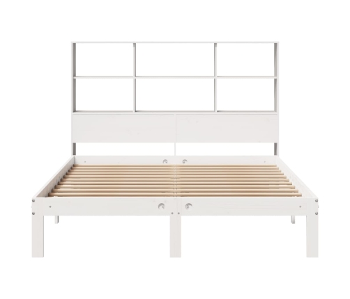 Cama con estantería sin colchón madera maciza blanca 120x190 cm