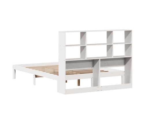 Cama con estantería sin colchón madera maciza blanca 120x190 cm