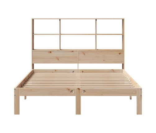 Cama con estantería sin colchón madera maciza de pino 140x190cm