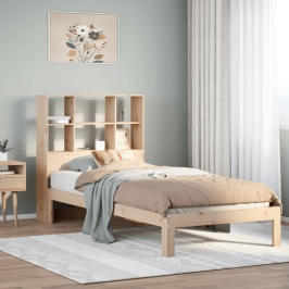 Cama con estantería sin colchón madera maciza de pino 90x200 cm