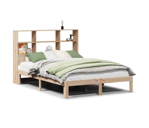 Cama con estantería sin colchón madera maciza de pino 120x200cm
