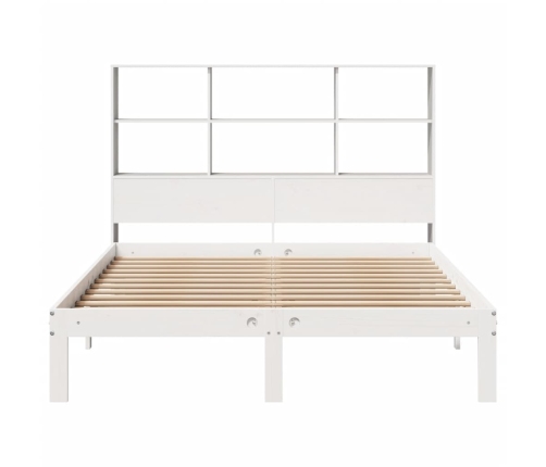 Cama con estantería sin colchón madera maciza blanca 120x200 cm