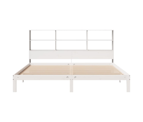 Cama con estantería sin colchón madera maciza blanca 180x200 cm