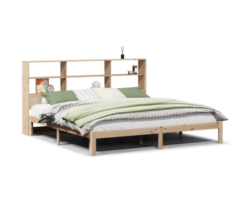 Cama con estantería sin colchón madera maciza de pino 200x200cm