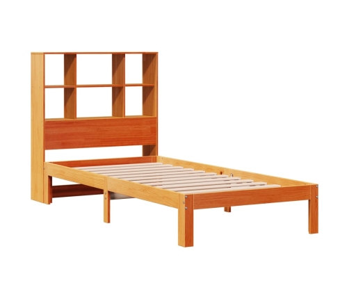 Cama con estantería sin colchón madera maciza marrón 75x190 cm