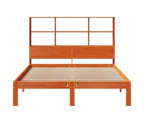 Cama con estantería sin colchón madera maciza marrón 120x190 cm