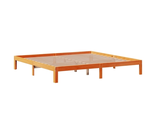 Cama con estantería sin colchón madera maciza marrón 180x200cm