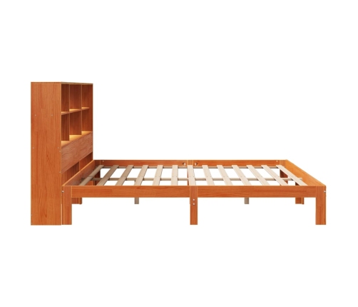 Cama con estantería sin colchón madera maciza marrón 180x200cm