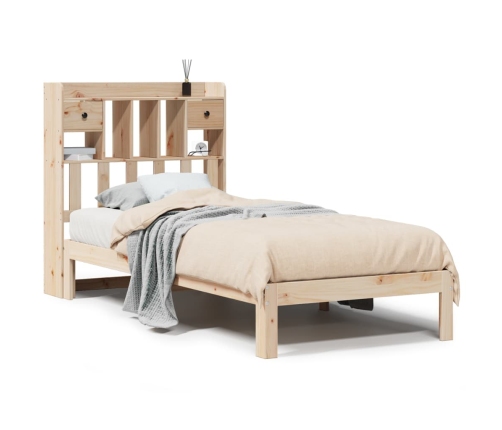 Cama con estantería sin colchón madera maciza de pino 75x190 cm