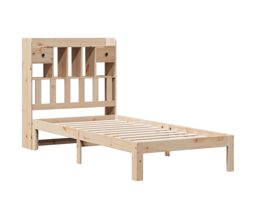 Cama con estantería sin colchón madera maciza de pino 75x190 cm